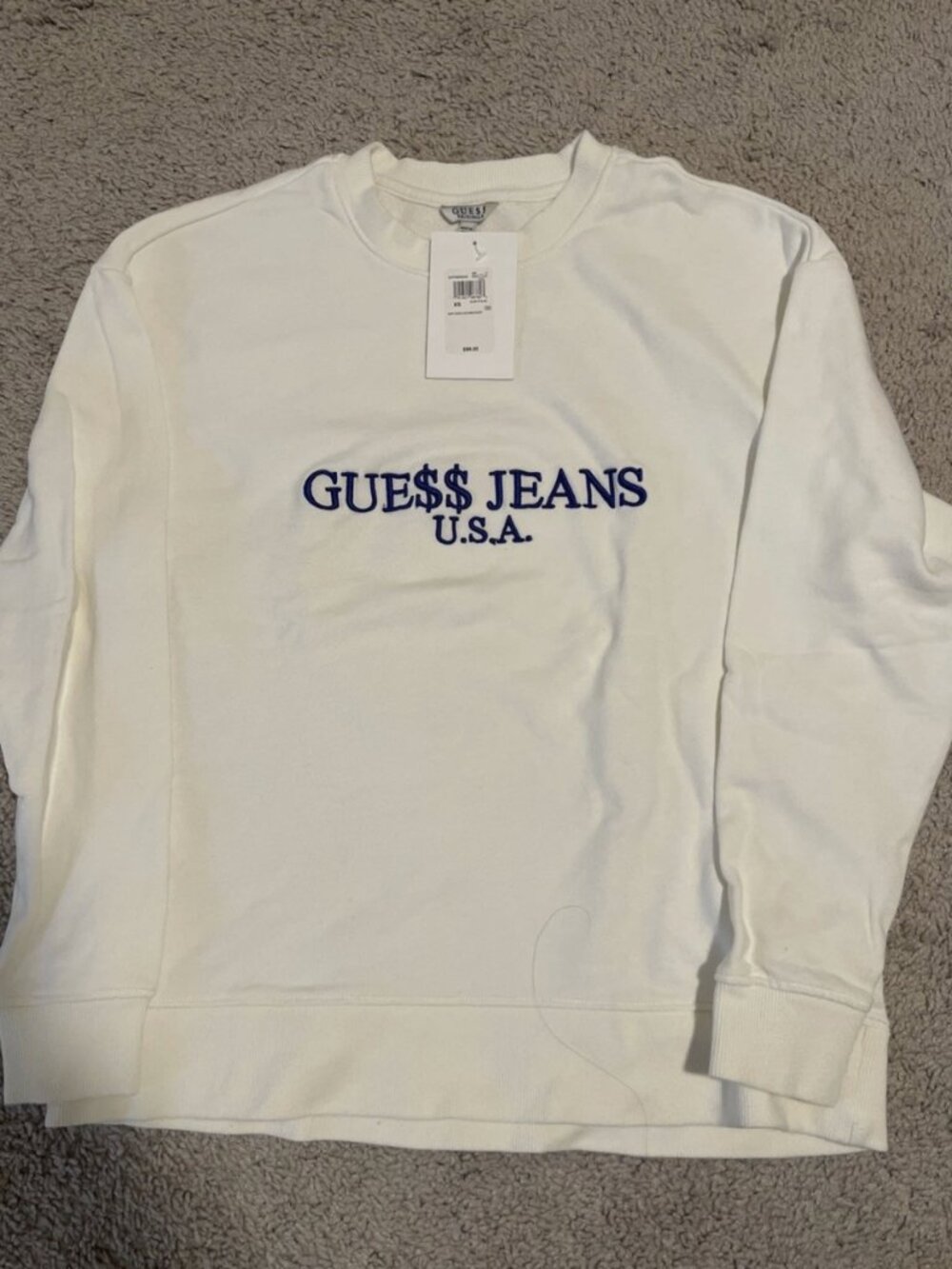 NWT Guess Jeans X Asap Rocky Cream Crewneck Sweater size Extra Small A$AP GUE$$